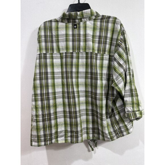 Apple Bottoms Women Green Plaid Button Up Western Shirt Long Roll Tap Sleeve 3XL - Picture 13 of 15